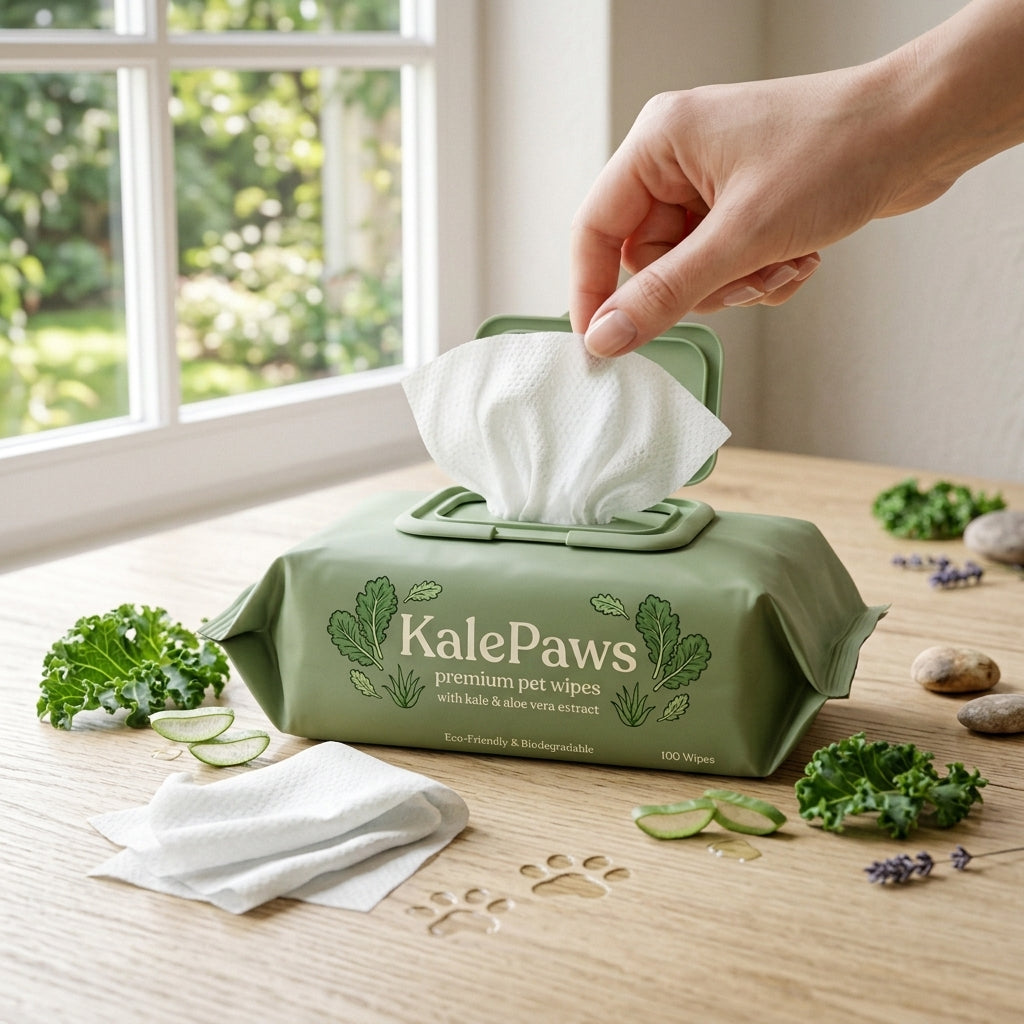 KalePaws Botanical Hypoallergenic Pet Grooming Wipes